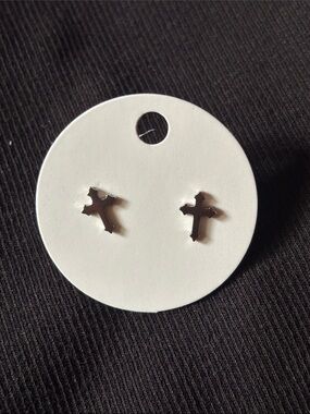 titanium gothic style cross stud earrings